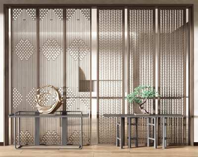 新中式隔断3D模型下载